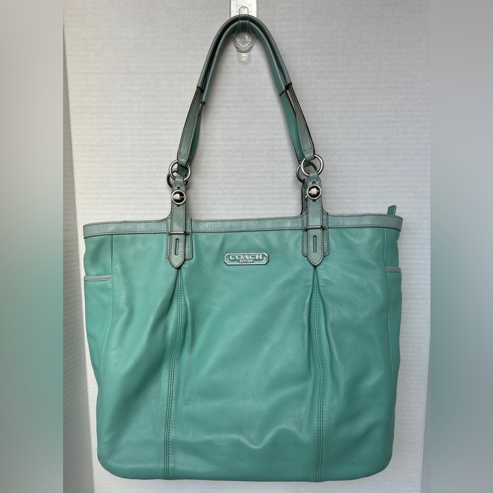 Vintage Coach Robin Egg Blue Leather Tote Bag